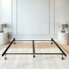 King size Heavy Duty 7-Leg Metal Bed Frame with Locking Rug Roller Casters Wheels