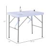 Outsunny Folding Camping Table with Faucet and Dual Water Basins, Outdoor Fish Table Sink Station, for Picnic, Fishing, 40''